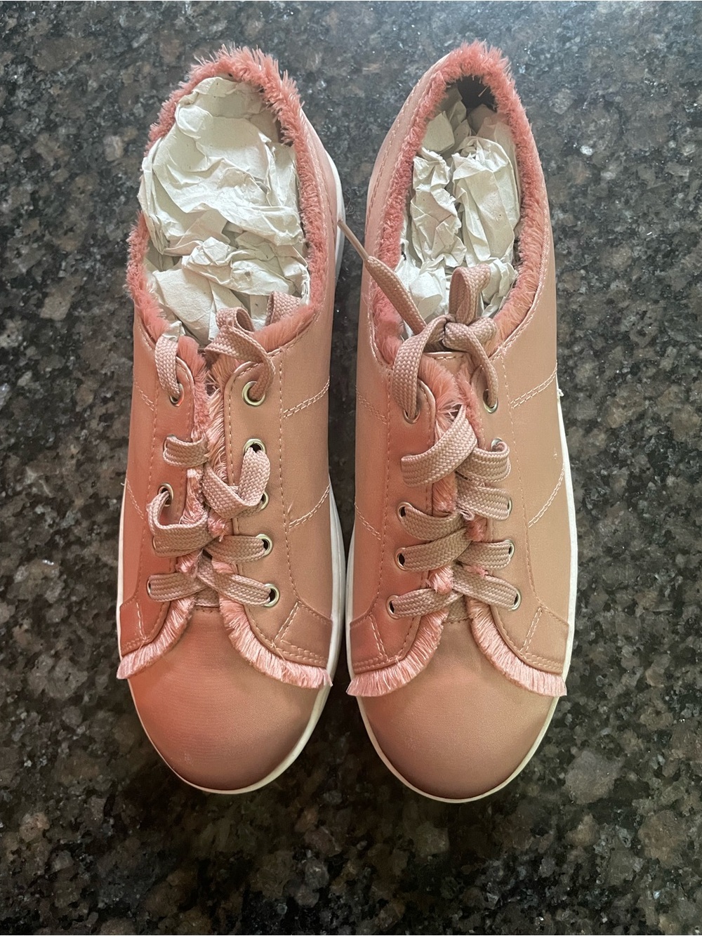 Chase + Chloe Pink Fringe Lace-Up Women's Sneakers